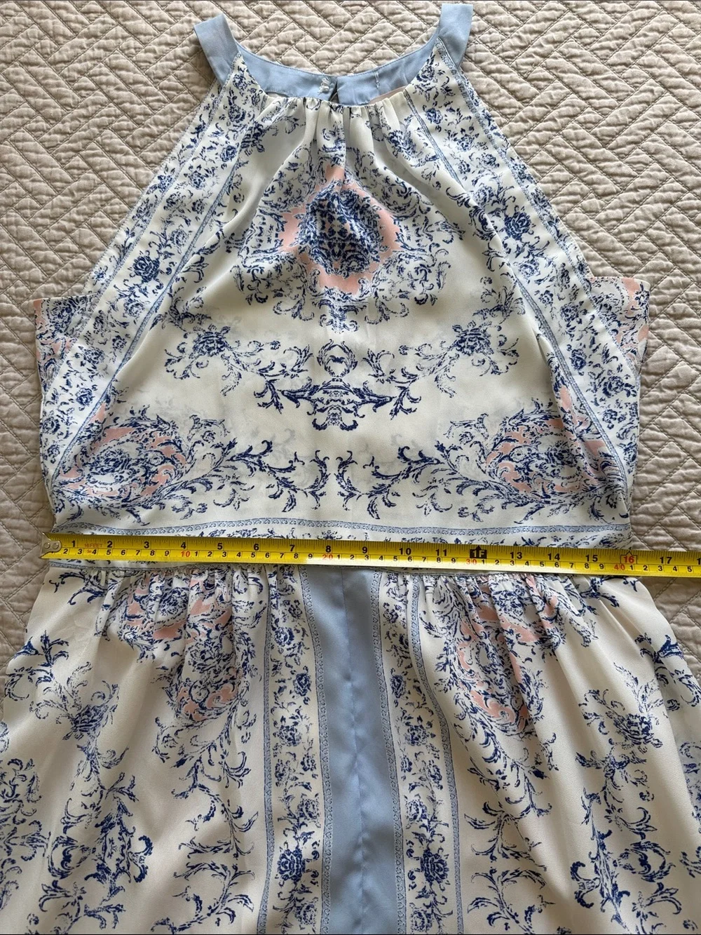 Philosophy Halter Mini Dress size L Baroque Floral Coastal Cottagecore Boho - Picture 7 of 13